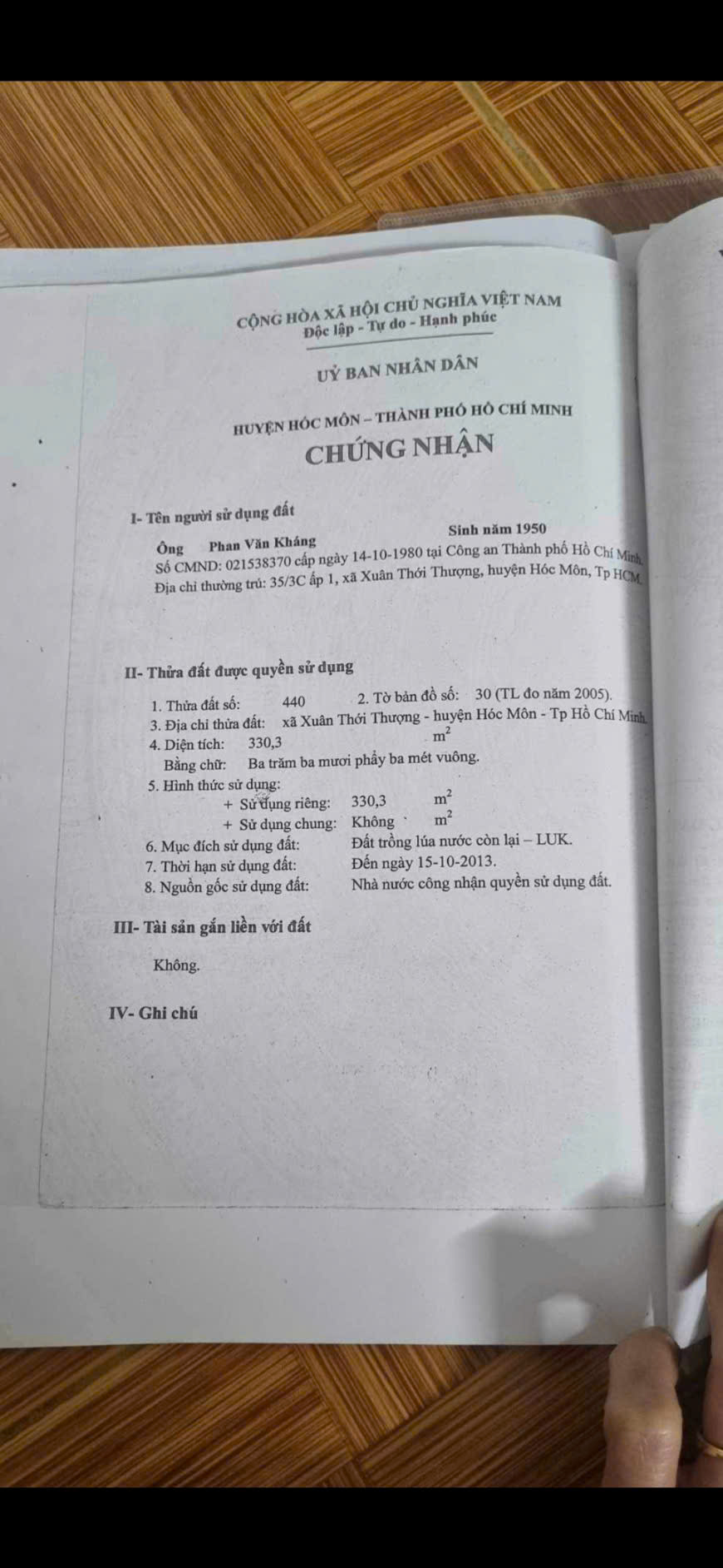 ĐẤT CHÍNH CHỦ – Giá tốt -Vị Trí Đẹp xã Xuân Thới Thượng, huyện Hóc Môn