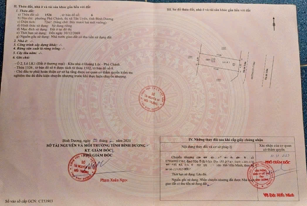 Cần Bán đất Phú Chánh Tân Uyên phù hợp xây dựng nhà ở cho chuyên gia thuê giá 1.5 tỷ