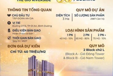 Chính thức nhận Booking The Gió Riverside của An Gia Group, ưu đãi chọn căn đẹp giá tốt, Đợt 1 chỉ thanh toán 10%, được bàn giao nội thất cao cấp, giao nhà 2027