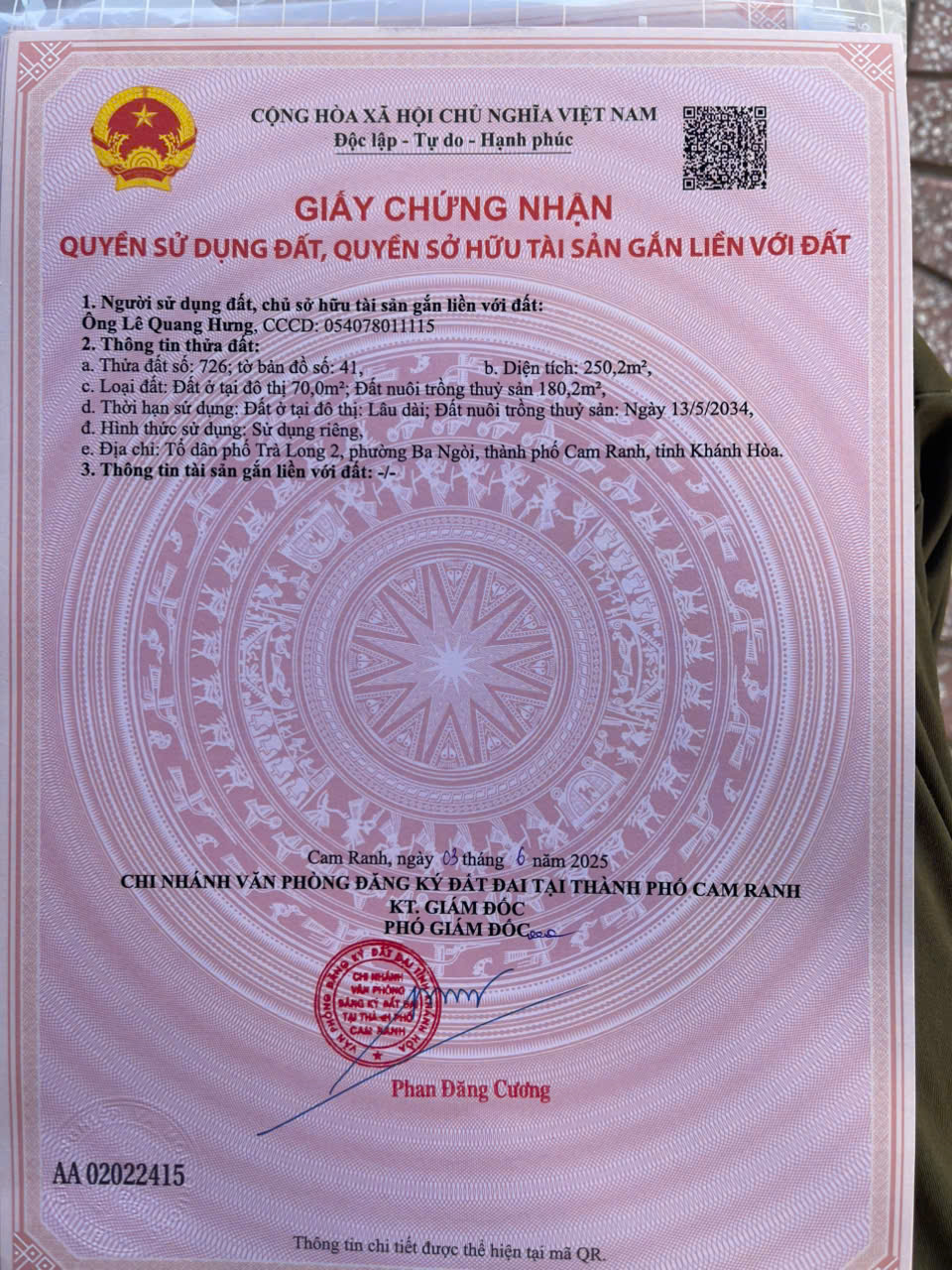 BÁN 2 LÔ ĐẤT VIP -GIÁ TỐT TẠI TRÀ LONG, BA NGÒI, CAM RANH, KHÁNH HÒA