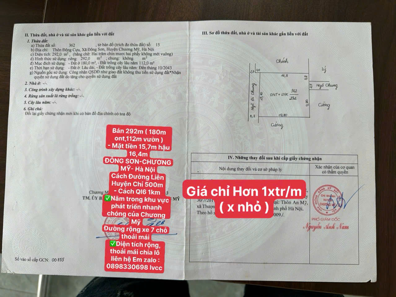 292m đông cựu-phú nghĩa-hà nội