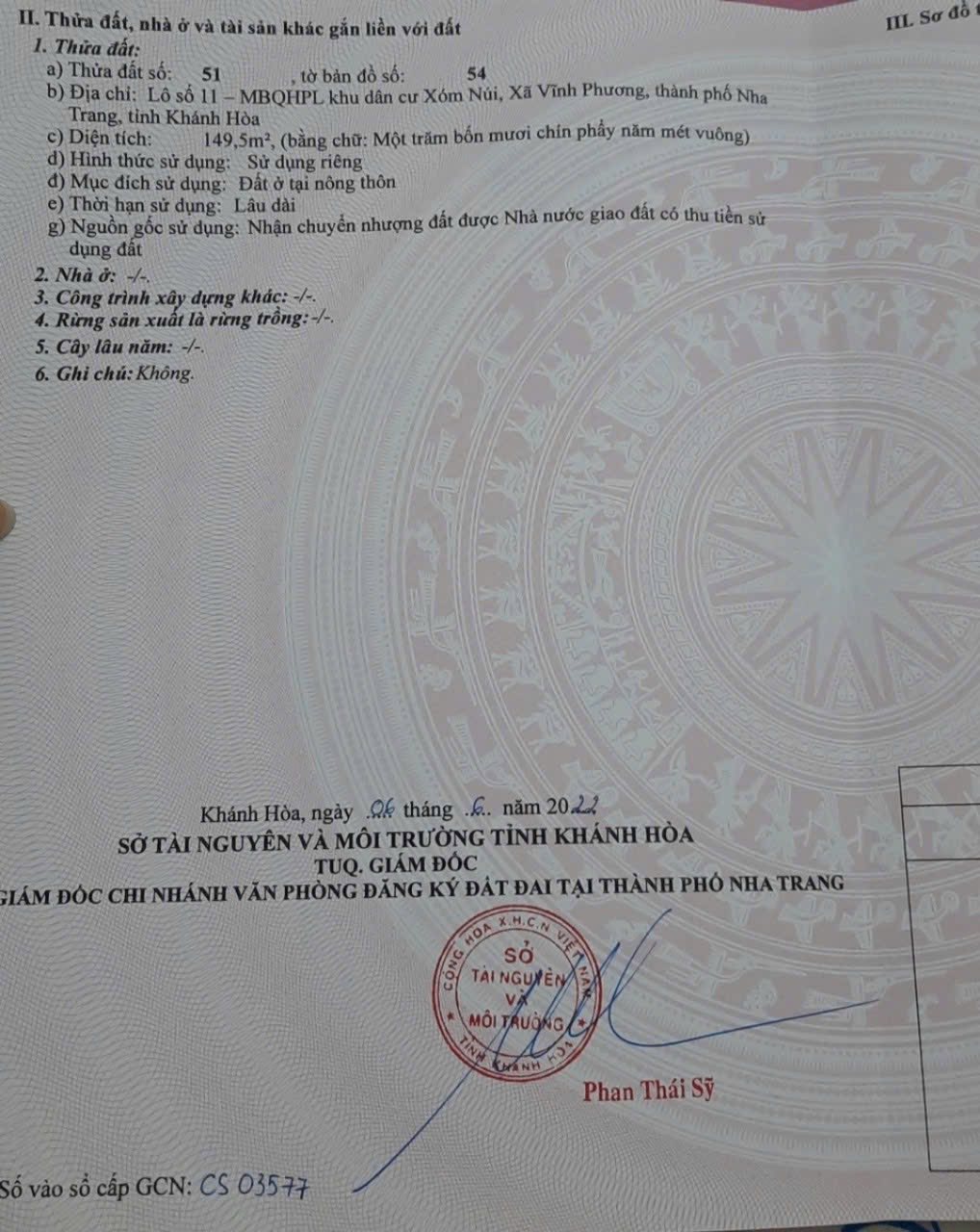 Bán 149,5m2 đất Vĩnh Phương đường oto giá rẻ 10tr/m2