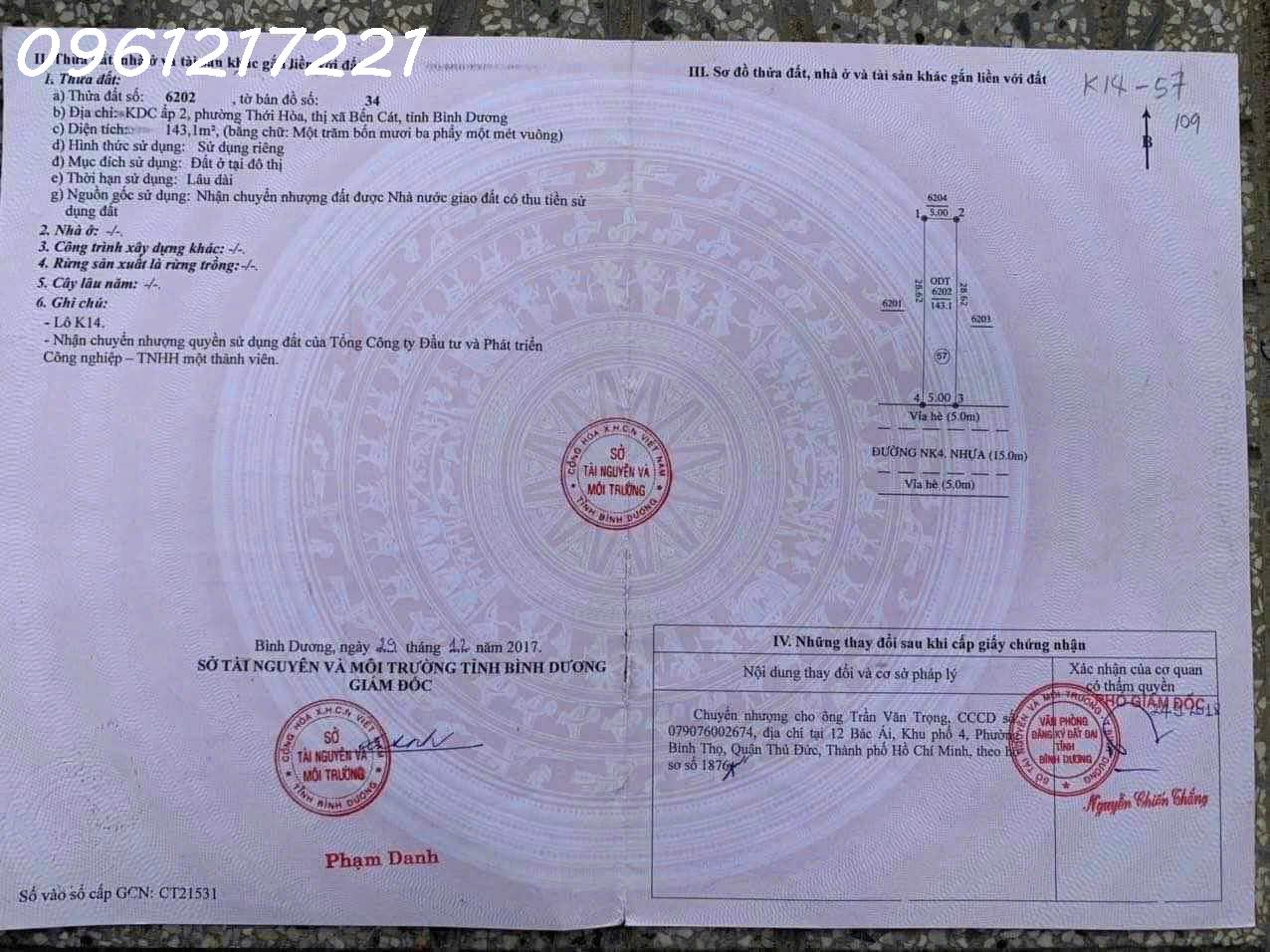 Bán đất NK4 mỹ phước 3, bến cát, bình dương