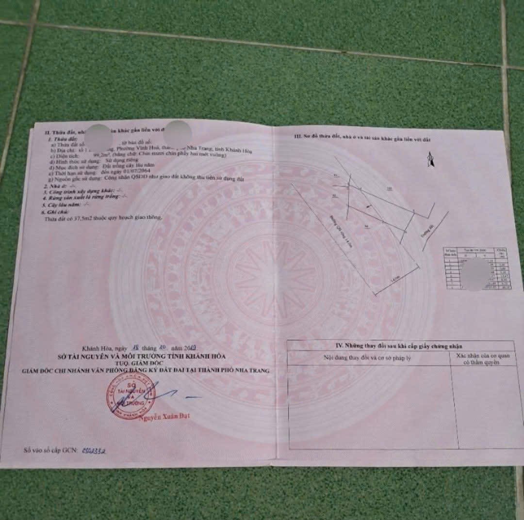 99m2 . 1Ty5 ĐẤT đường Nguyễn Đức Thuận – p. Vĩnh Hòa (nay Bắc Nha Trang)