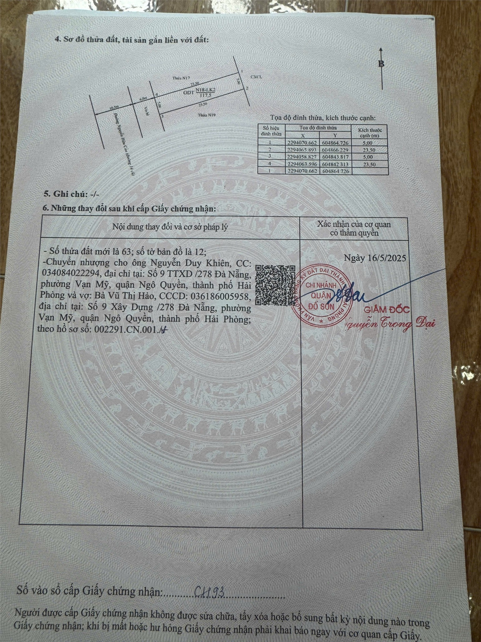 BÁN LÔ ĐẤT ĐẤU GIÁ ĐỒNG NẺO – NGỌC XUYÊN – ĐỒ SƠN  117,5M² – GIÁ CHỈ 5XTR/M²  TRUNG TÂM KINH DOANH SẦM UẤT – ZALO 0567 222 555