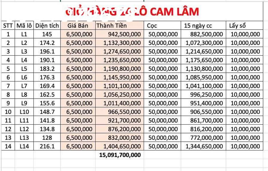 Đất nền Cam Lâm chỉ từ 830 triệu/ lô