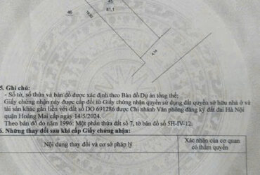 Chính chủ cần bán gấp lô đất sổ đỏ, oto đỗ vào nhà, trước nhà oto tránh tại số 29 ngõ 225 Nguyễn Đức Cảnh,