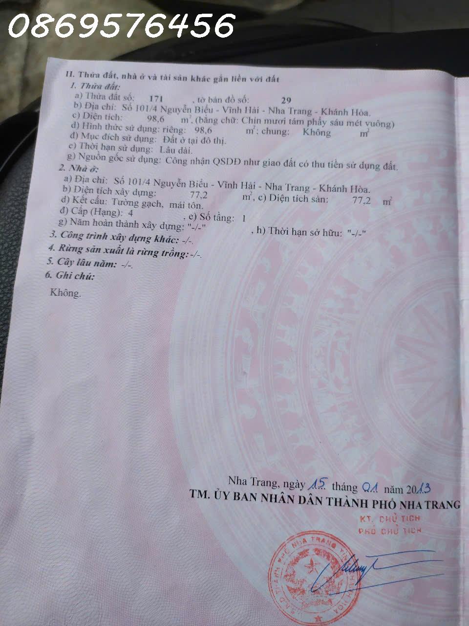 BÁN NHÀ CỦ NGAY CHỢ VĨNH HẢI NHA TRANG KHÁNH HOÀ