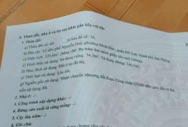 1,6XX TỶ – LÔ ĐẤT NGUYỄN HUỆ NAM ĐỒ SƠN – GẦN KCN ĐỒ SƠN – KẾT NỐI ĐƯỜNG VEN BIỂN  ZALO 0567 222 555