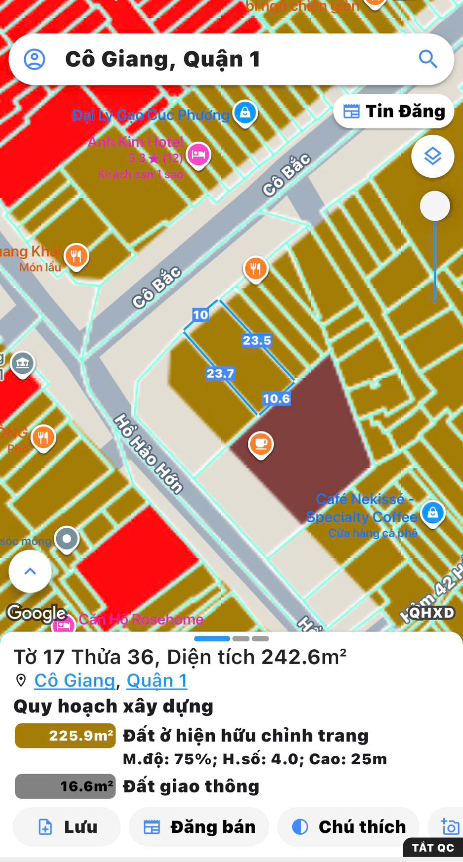 BÁN SIÊU PHẨM NGANG LỚN 11M*24M – MẶT TIỀN KD ĐƯỜNG CÔ BẮC, QUẬN 1 – ĐẮT FULL THỔ CƯ SỔ HỒNG VUÔNG CHUẨN ĐẸP