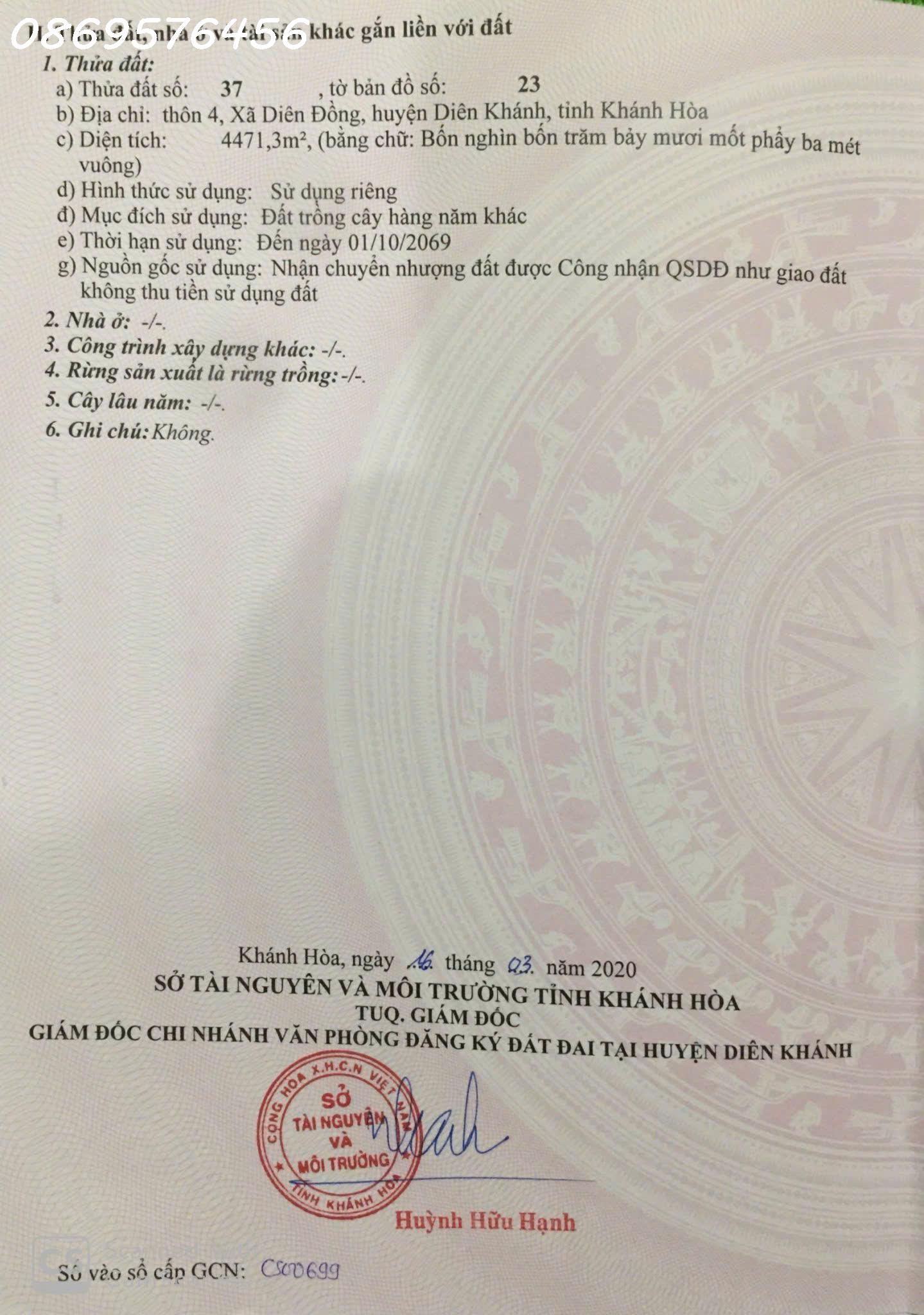 BÁN ĐẤT VƯỜN TẠI DIÊN LÂM KHÁNH HOÀ