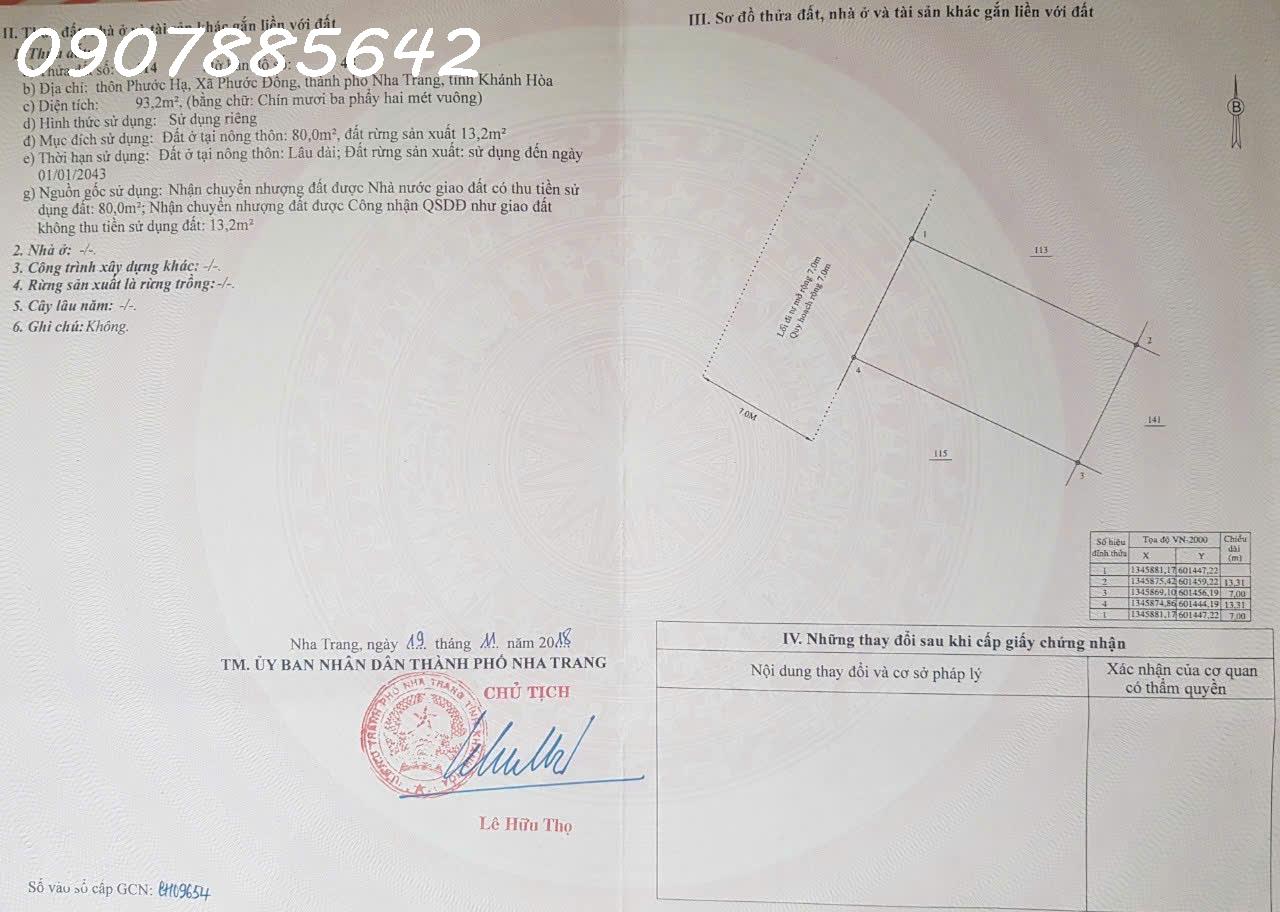 Bán đất ở xã phước đồng, nha trang khánh hoà