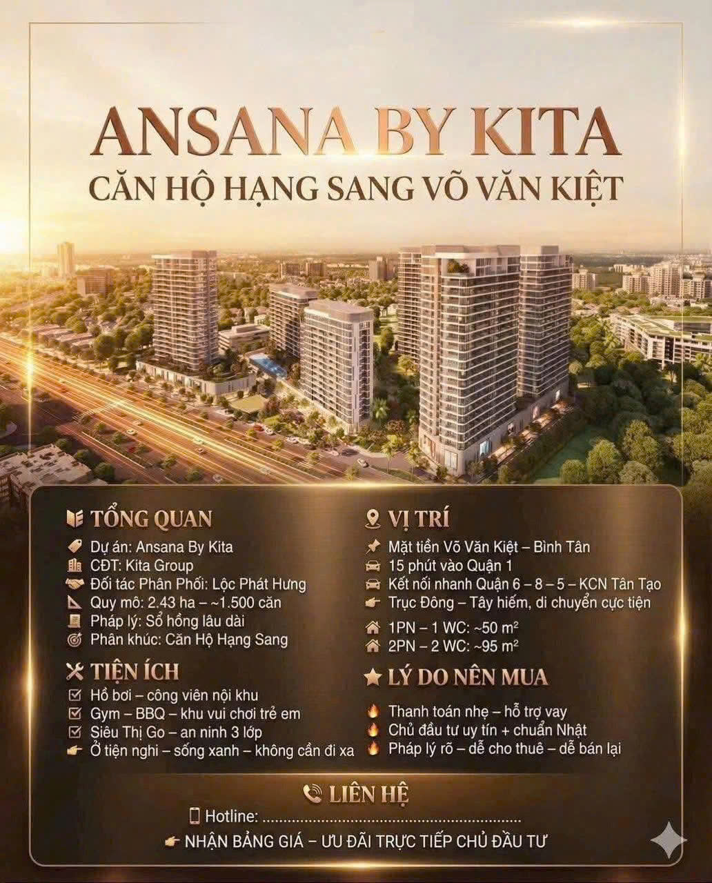 BÁN CĂN HỘ ANSANA BY KITA – VÕ VĂN KIỆT – BOOKING SỚM CHỌN CĂN ĐẸP – GIÁ GIAI ĐOẠN ĐẦU