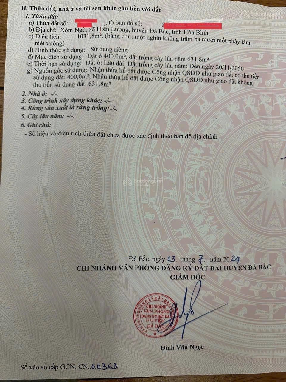 Đất bán tại ĐT 433, 1,1 tỷ, 1031 m2, huyện Đà Bắc, Hòa Bình