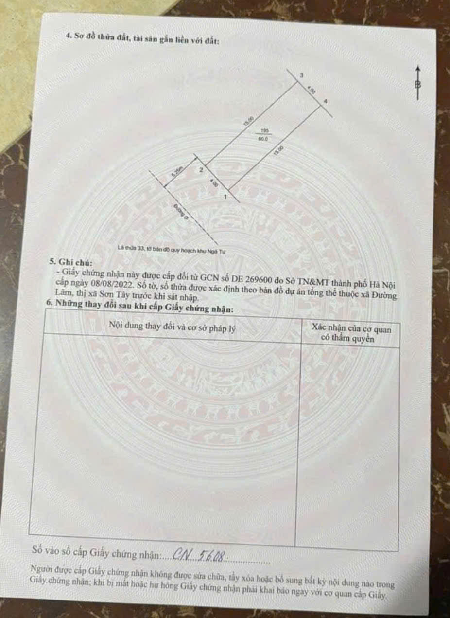 LÔ 60M ĐẤT NGAY NGÃ 4 CAM LÂM – ĐƯỜNG LÂM – SƠN TÂY