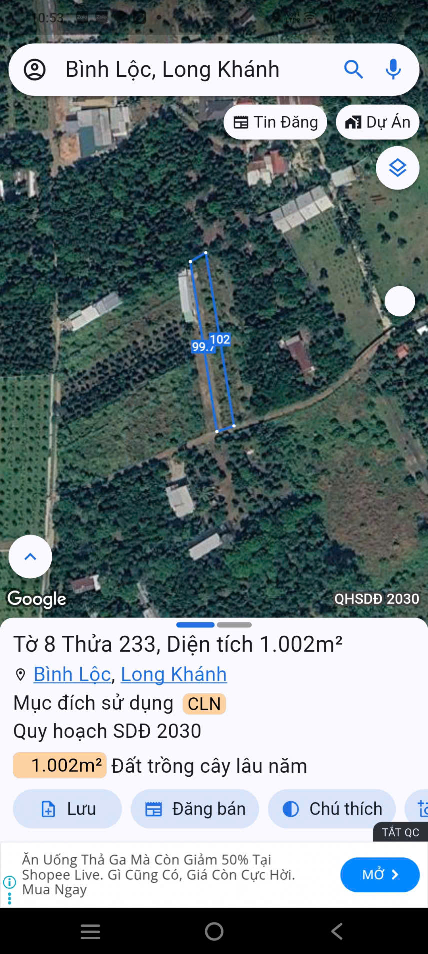 CHÍNH CHỦ BÁN 1002m² ĐẤT CÂY TRỒNG LÂU NĂM – BÌNH LỘC, LONG KHÁNH – GIÁ TỐT ĐẦU TƯ