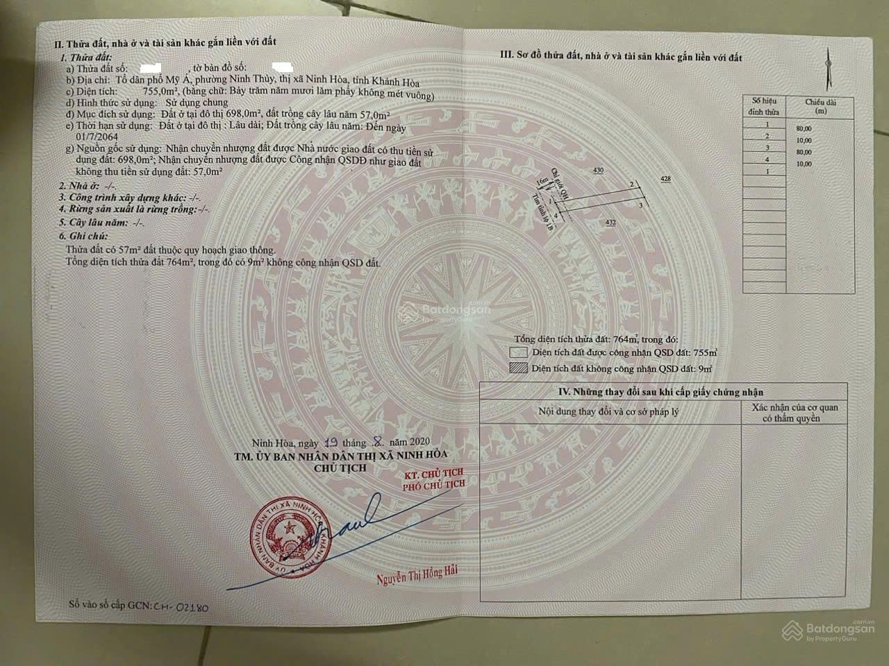 Cần bán đất mặt tiền đường Lê Hồng Phong – phường Đông Ninh Hòa